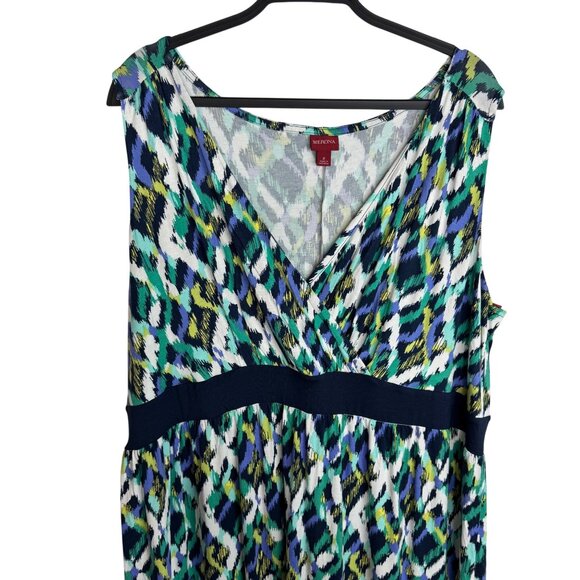 Merona Womens Plus Size 2 VNeck Maxi Dress Abstract Pattern Stretchy Lightweight - Picture 2 of 8